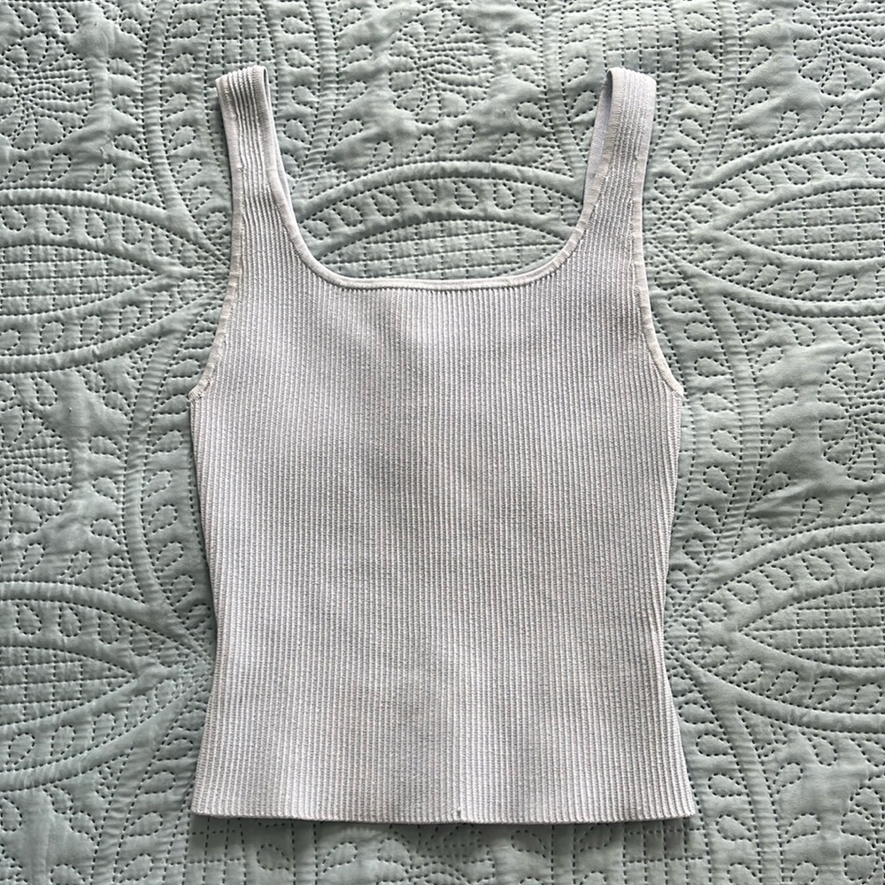 Babaton Sculpt Knit Squareneck Tank light blue